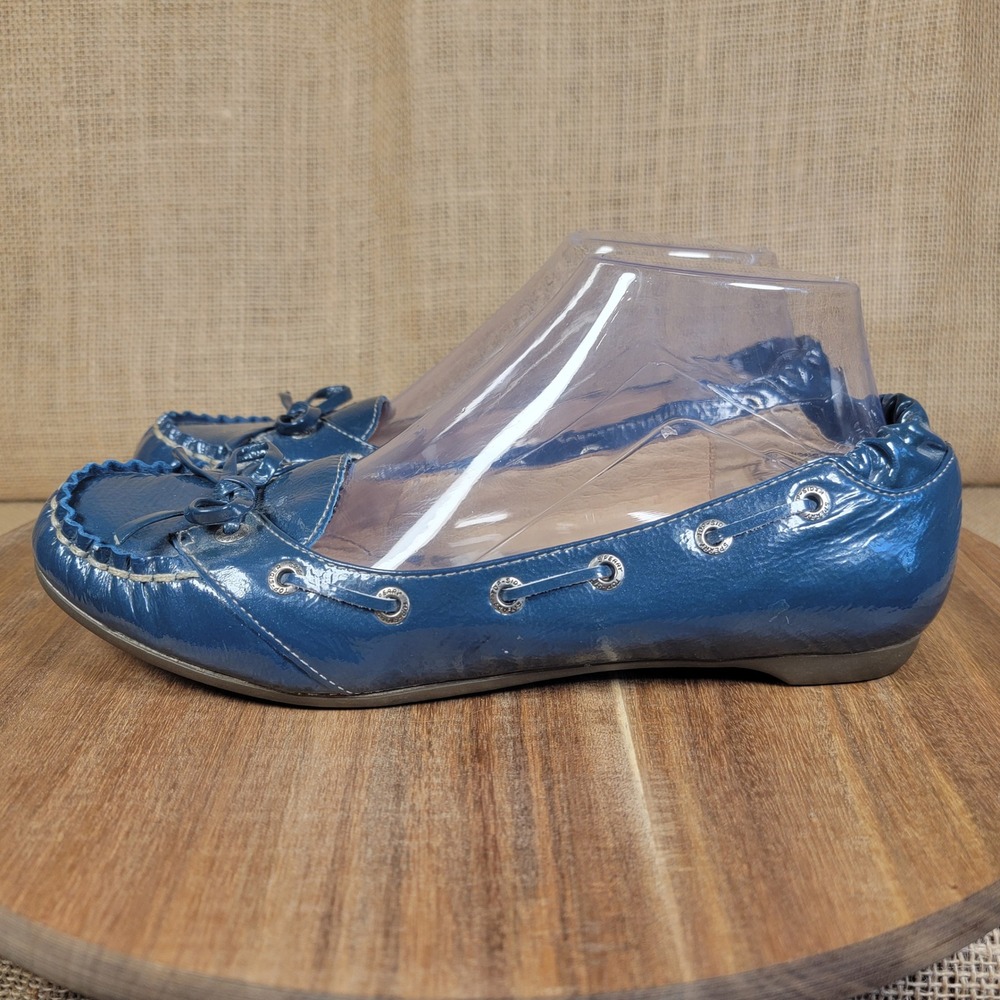 Sperry Top-Sider Flats Women's 8M Blue Patent Leather Moccasin Boat Shoes - Picture 4 of 10